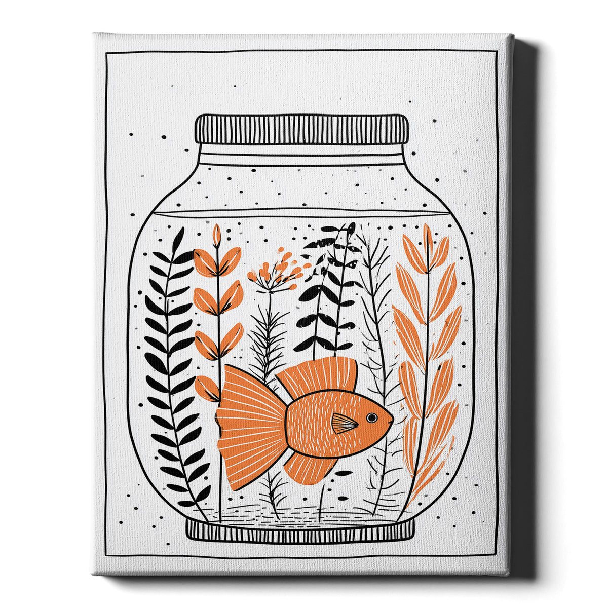 Ink & Orange – Fish in a Jar | Minimalist Fish Wall Art