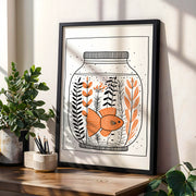 Ink & Orange – Fish in a Jar | Minimalist Fish Wall Art