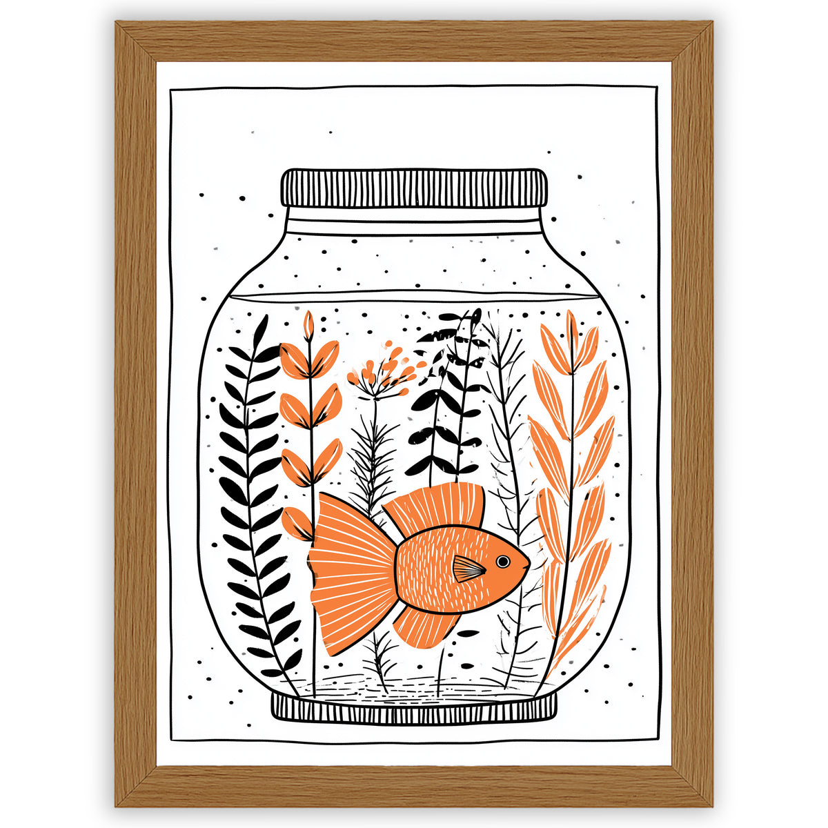 Ink & Orange – Fish in a Jar | Minimalist Fish Wall Art