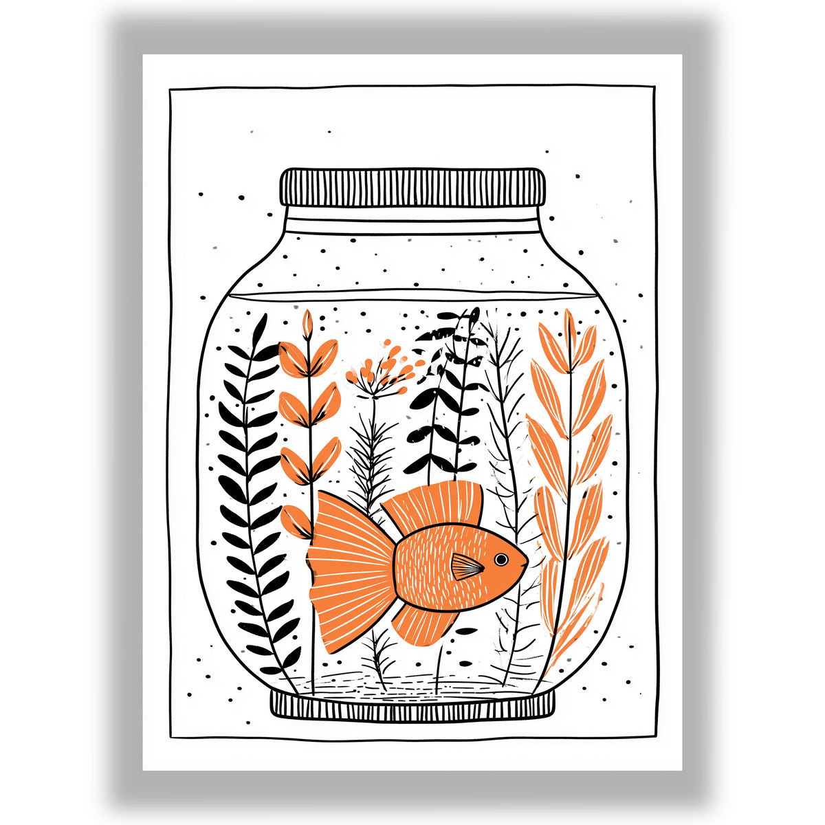 Ink & Orange – Fish in a Jar | Minimalist Fish Wall Art