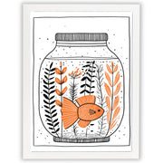 Ink & Orange – Fish in a Jar | Minimalist Fish Wall Art