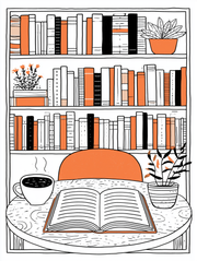 Ink & Orange – Reading Hour | Cosy Interior Wall Art