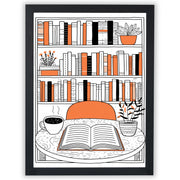 Ink & Orange – Reading Hour | Cosy Interior Wall Art