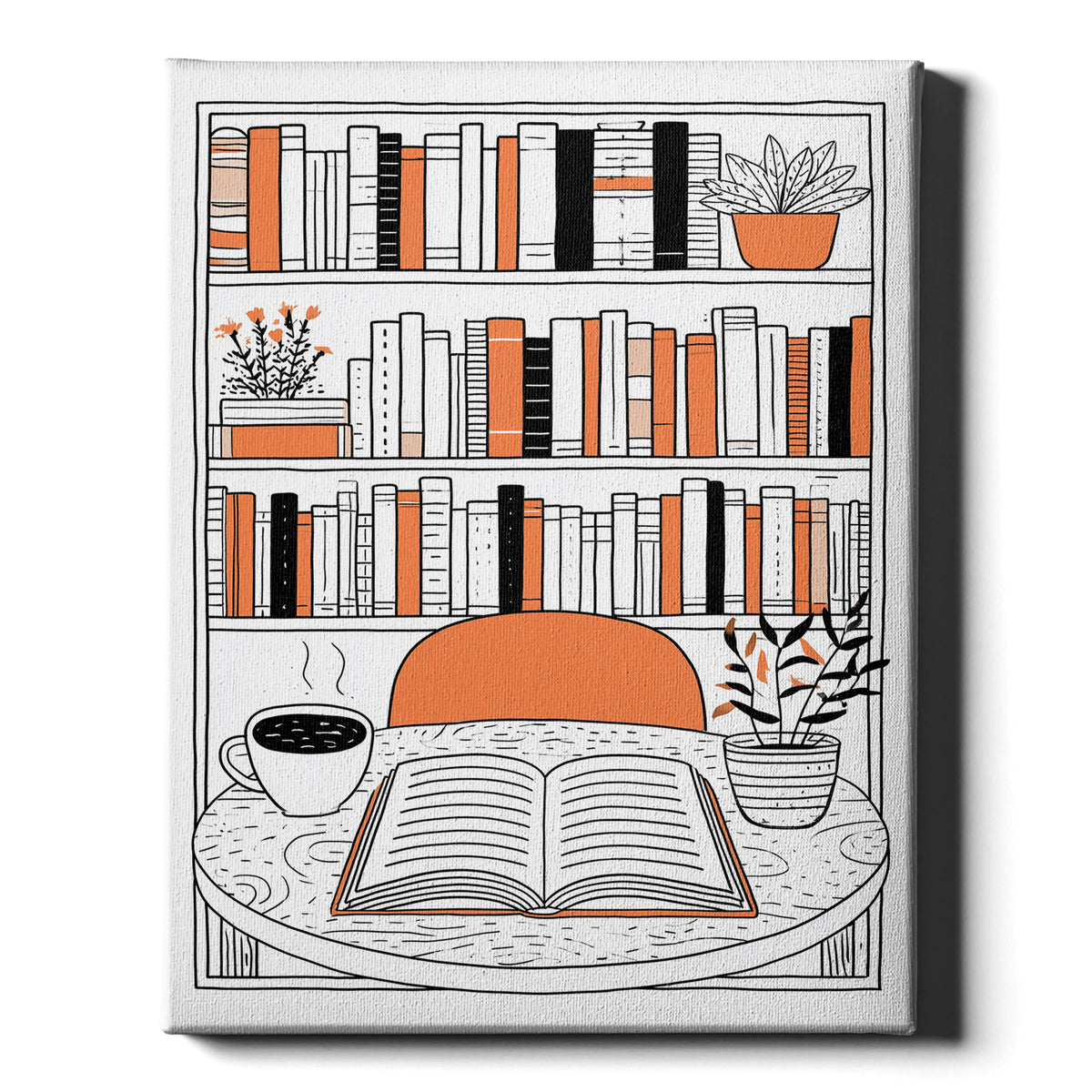 Ink & Orange – Reading Hour | Cosy Interior Wall Art