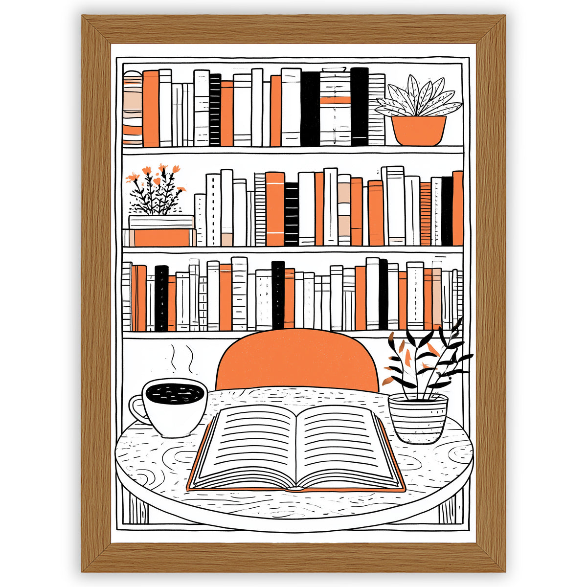 Ink & Orange – Reading Hour | Cosy Interior Wall Art