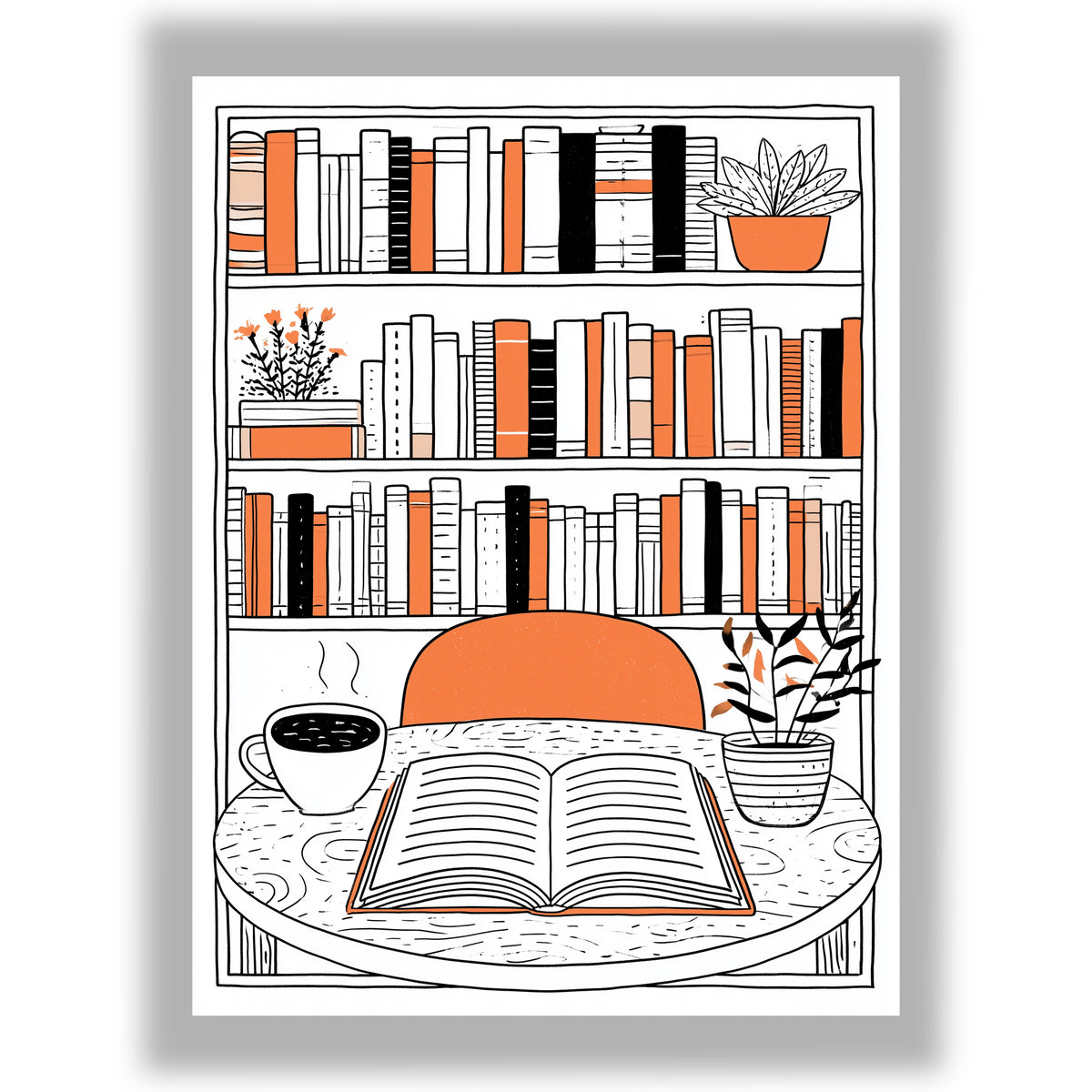 Ink & Orange – Reading Hour | Cosy Interior Wall Art