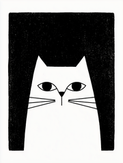 The Watchful Cat | Minimalist Cat Wall Art