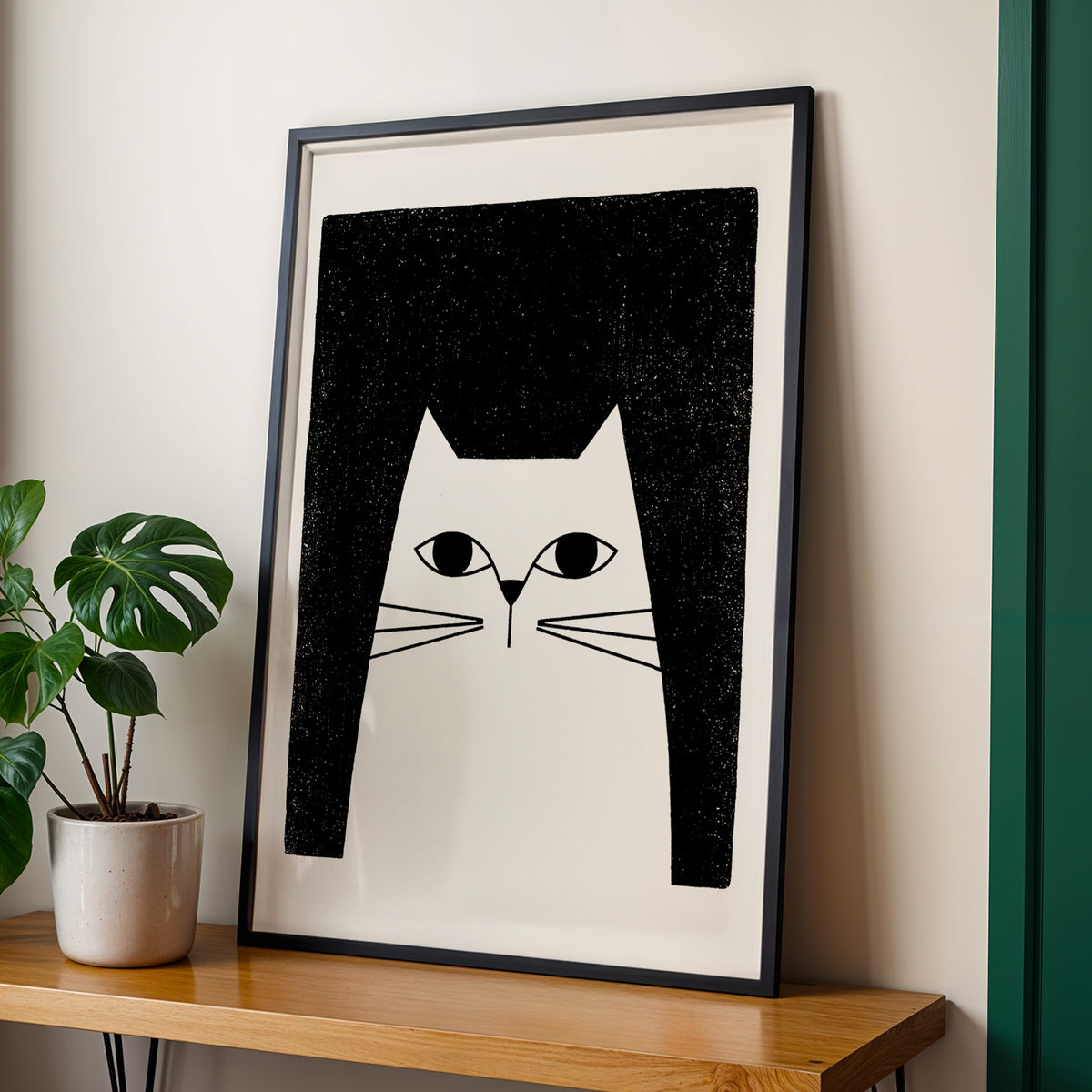The Watchful Cat | Minimalist Cat Wall Art