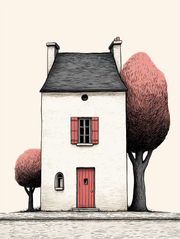 Quiet Corners – The Pink House | Cottage Wall Art