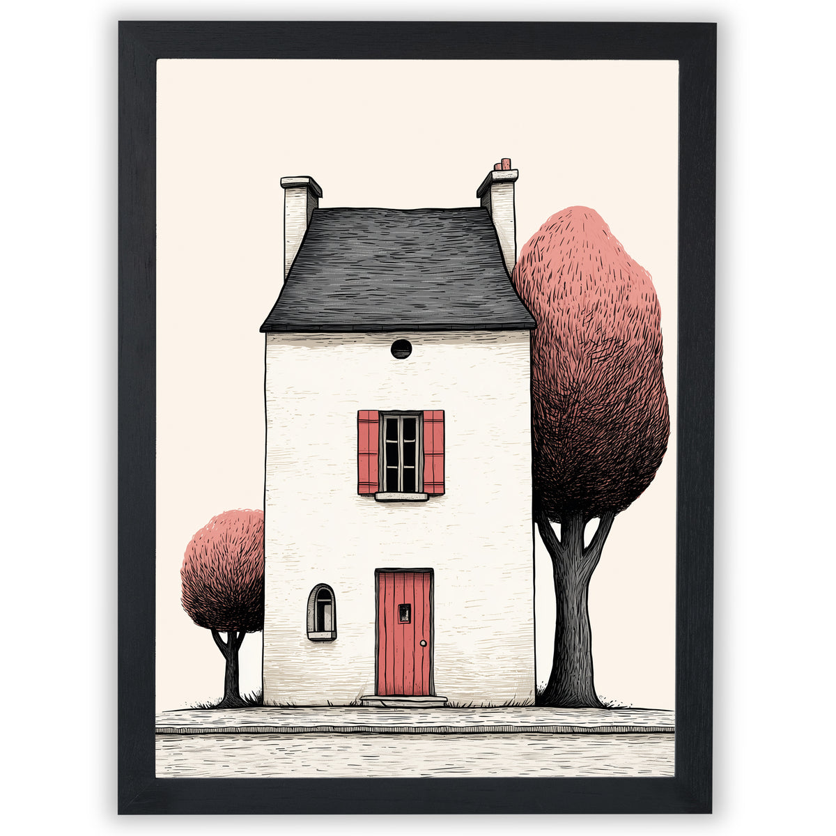 Quiet Corners – The Pink House | Cottage Wall Art