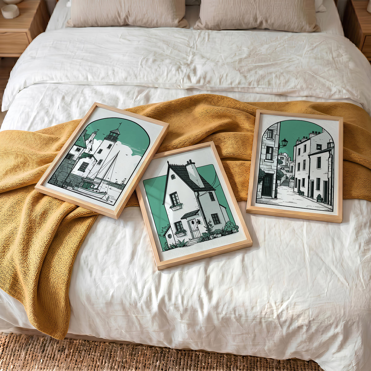 Coastal Town | Set of 3 Seaside Illustration Prints