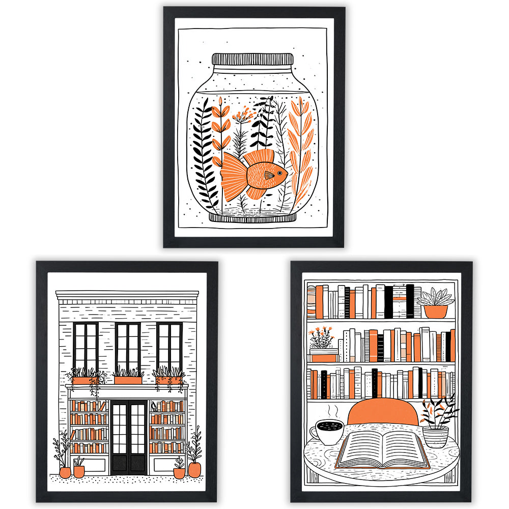 Ink & Orange | Set of 3 Illustration Prints
