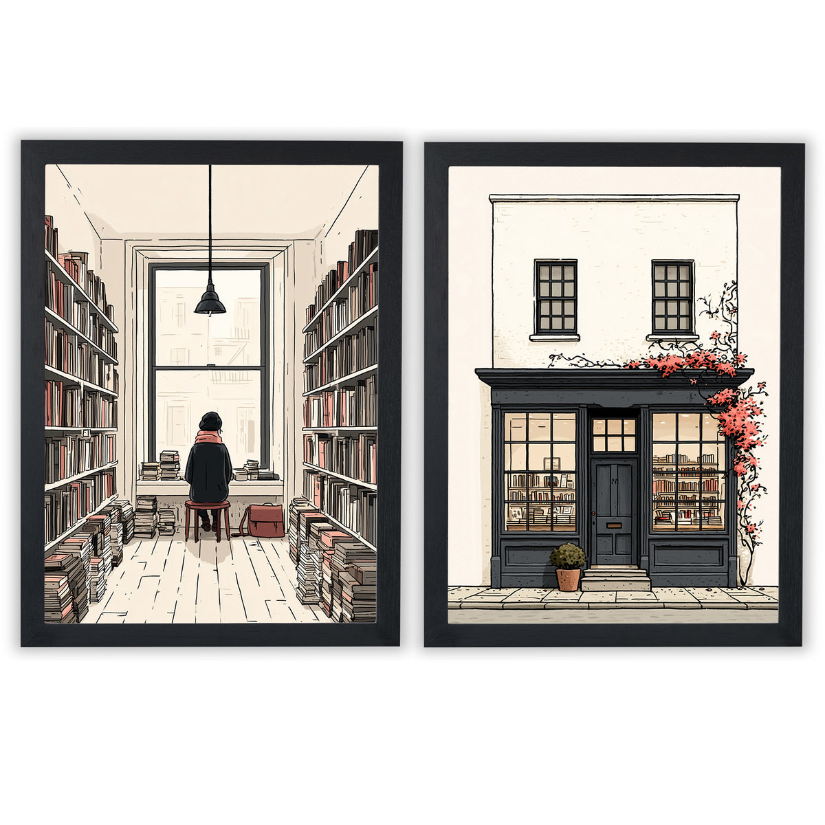 Between the Shelves | Set of 2 Bookshop Prints