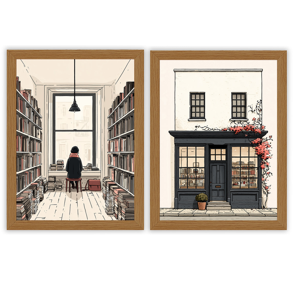 Between the Shelves | Set of 2 Bookshop Prints