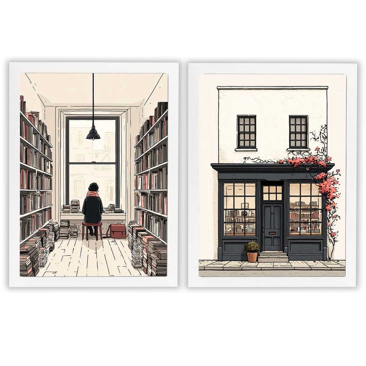 Between the Shelves | Set of 2 Bookshop Prints