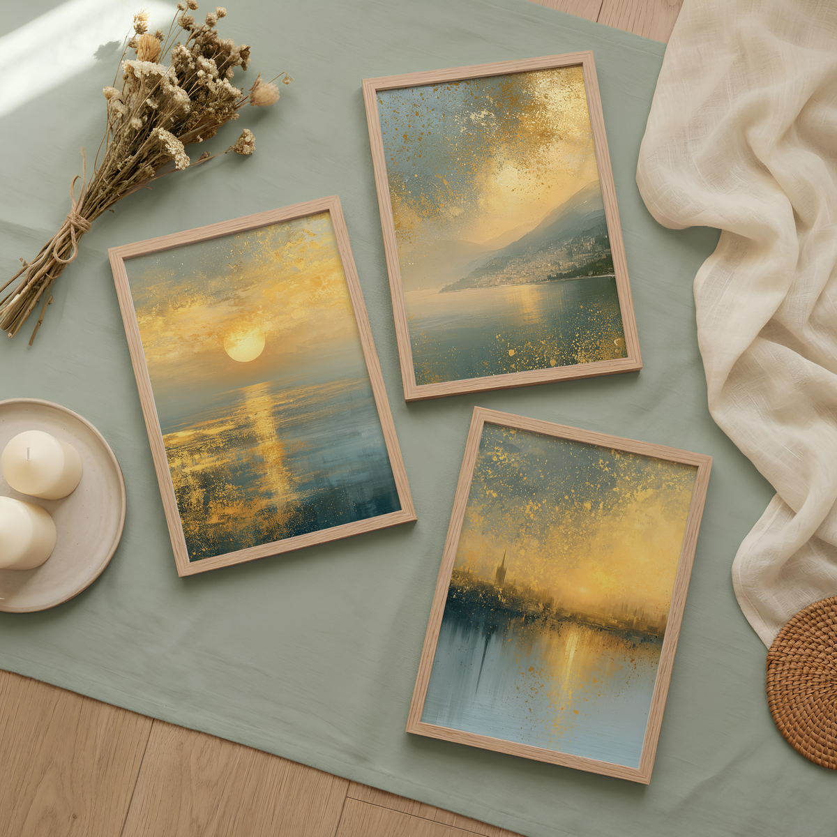 Gilded Landscapes | Set of 3 Scenic Prints