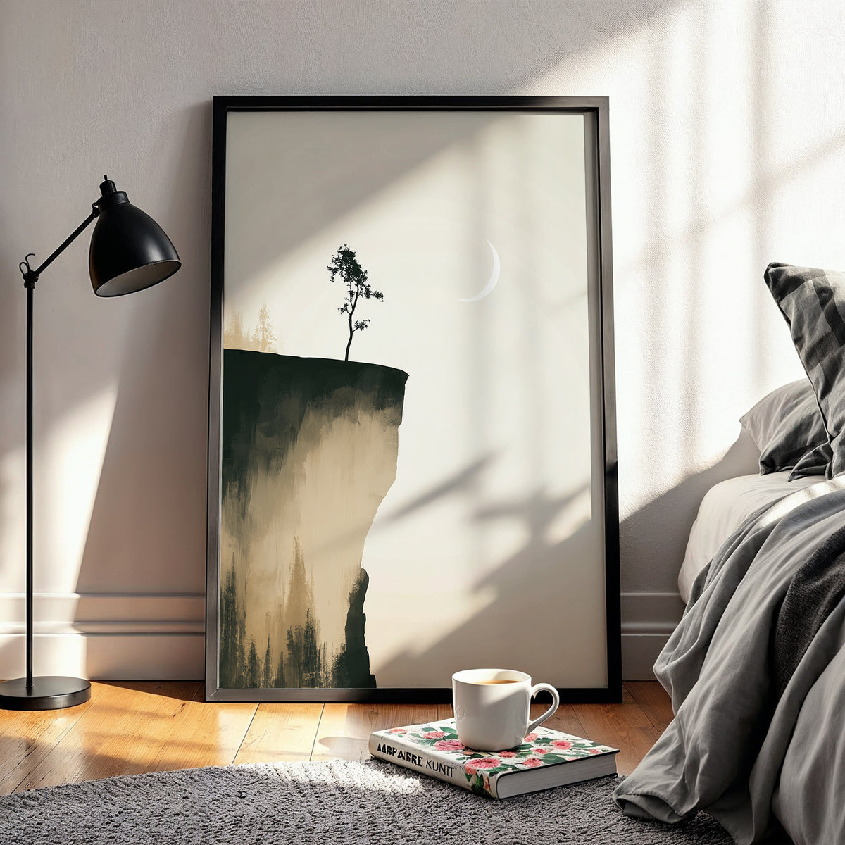 Silent Wilderness Set of 3 Prints featuring minimalist scenery in cream, charcoal and muted earthy tones