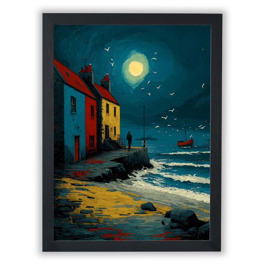 Tidal Horizons – Moon Over the Harbour - Small - Unframed