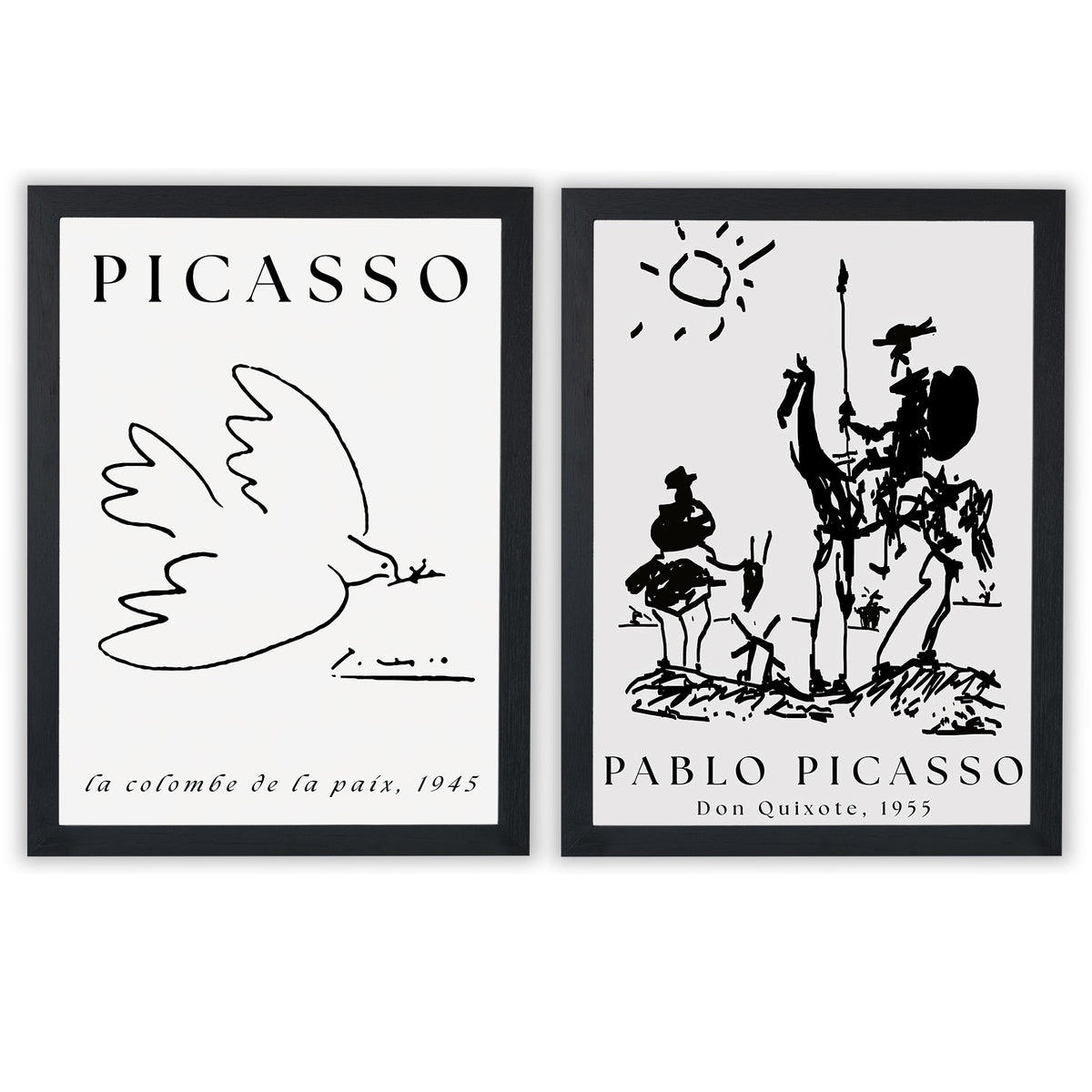 Picasso 1 | Set of 2 Black & White Art Prints