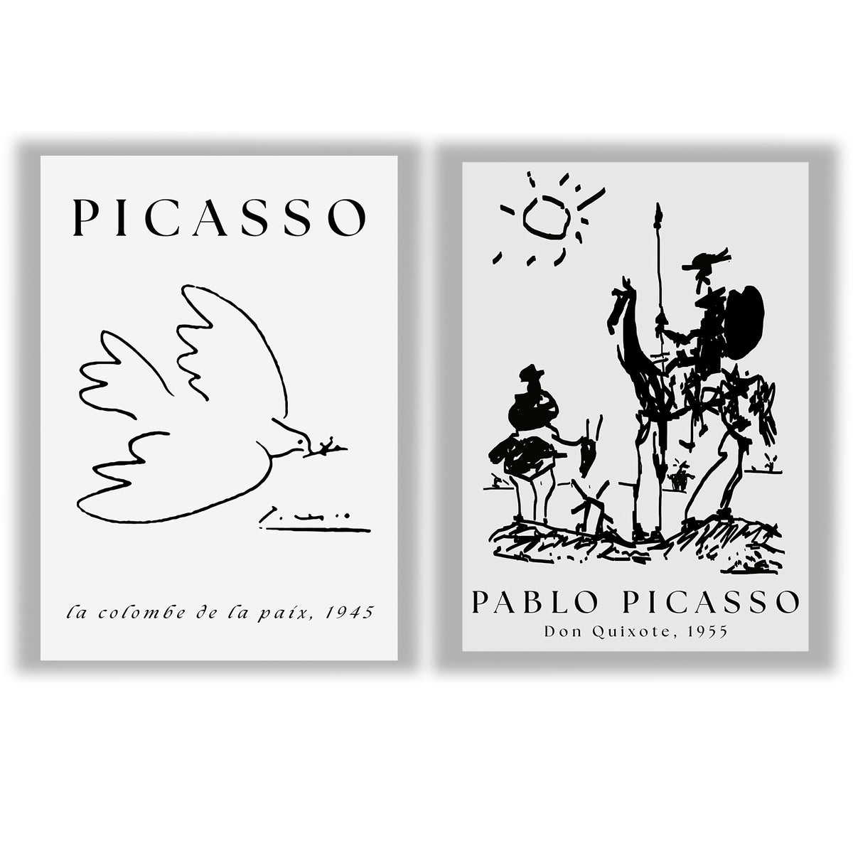 Picasso 1 | Set of 2 Black & White Art Prints