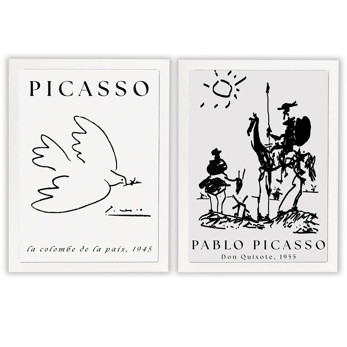 Picasso 1 | Set of 2 Black & White Art Prints