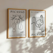 Picasso Set of 2 Prints featuring expressive black linework, a female portrait and a stylised rooster