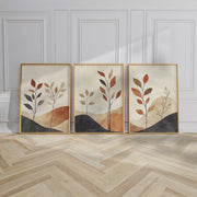 Abstract Botanical Wall Art Prints | Terracotta Stems Set of 3