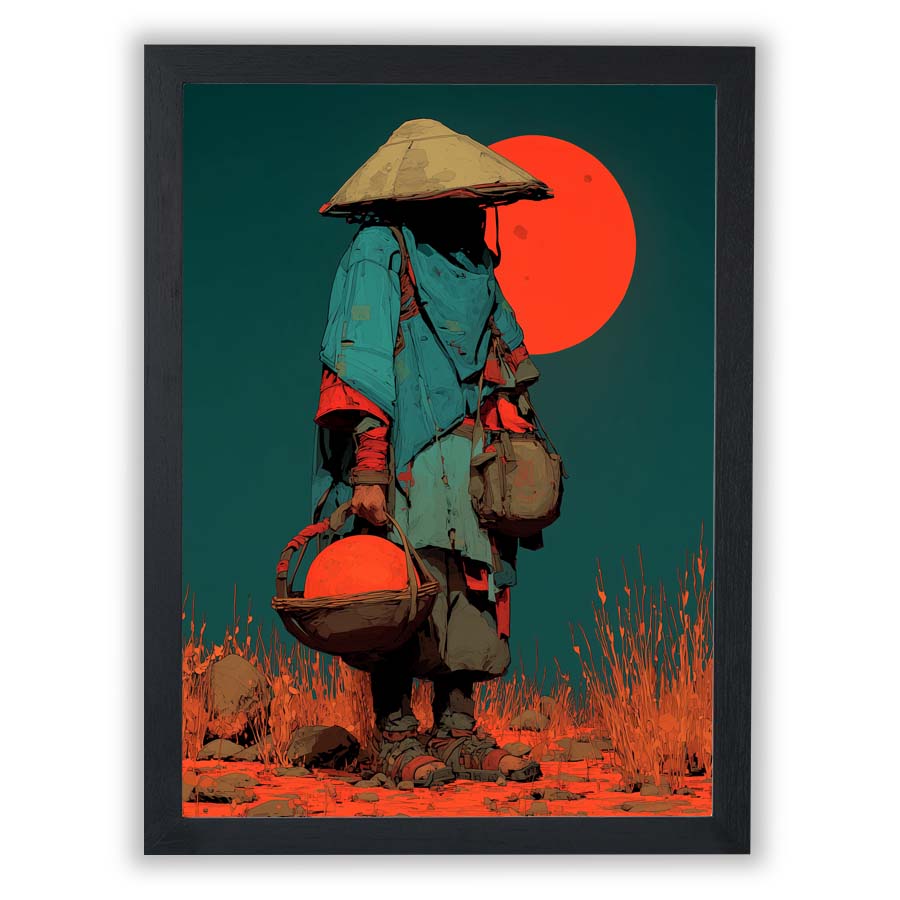 Crimson Pilgrim – Red Sun Wanderer - Small - Unframed