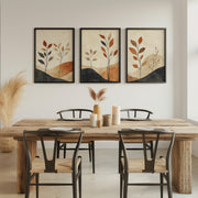 Terracotta Stems | Set of 3 Abstract Botanical Wall Art Prints