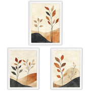 Terracotta Stems | Set of 3 Abstract Botanical Wall Art Prints