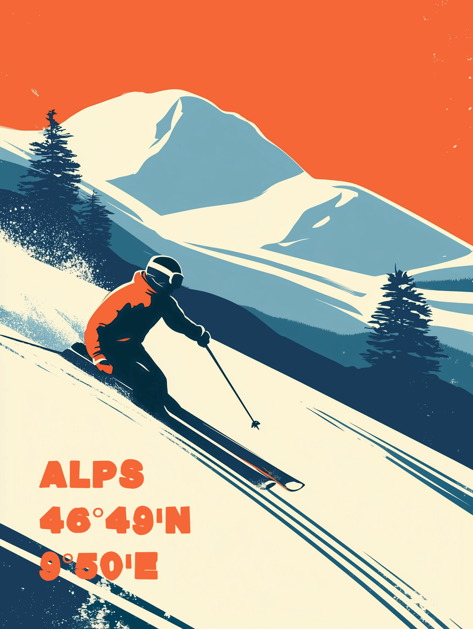 Alpine Horizons – Powder Run | Vintage Alps Ski Wall Art Print