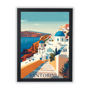 Retro Travel Posters – Santorini - Small - Unframed