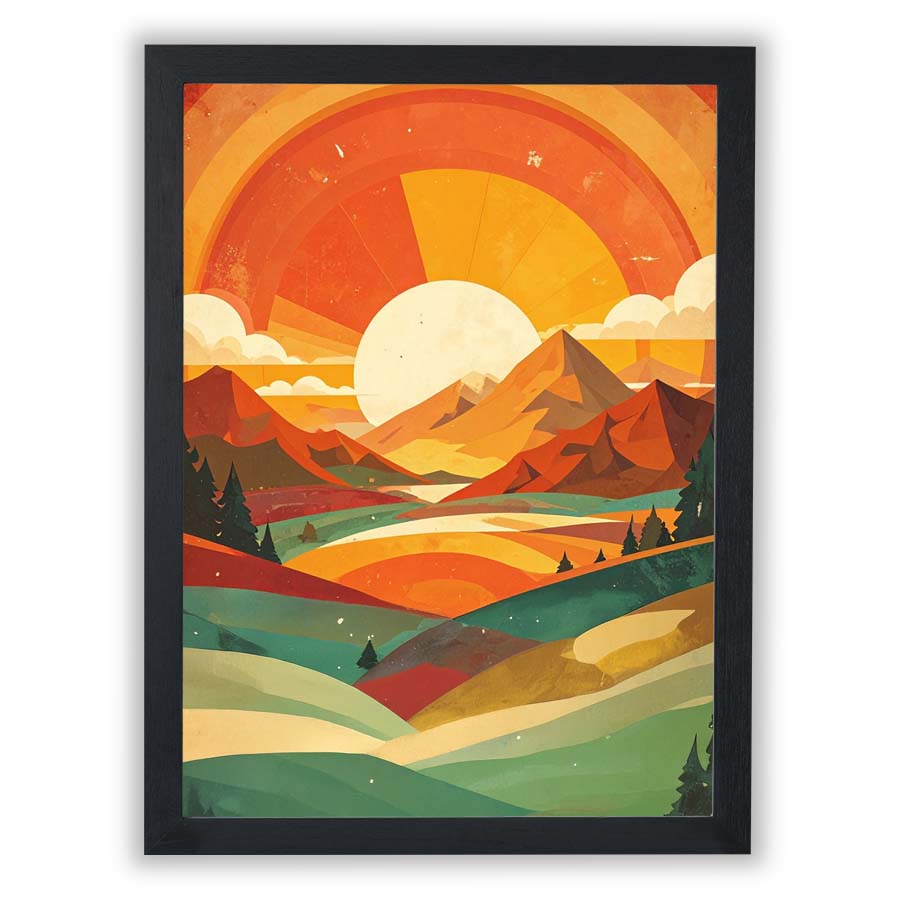 Retro Horizons – Golden Valley - Small - Unframed