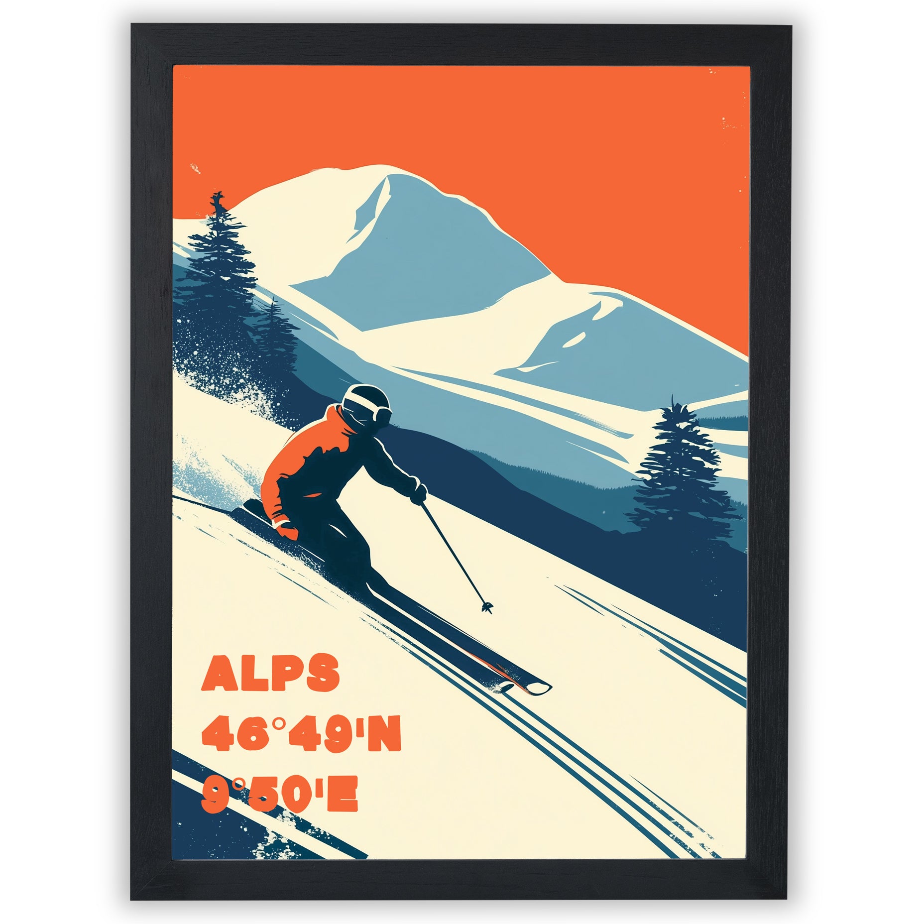 Alpine Horizons – Powder Run | Vintage Alps Ski Wall Art Print