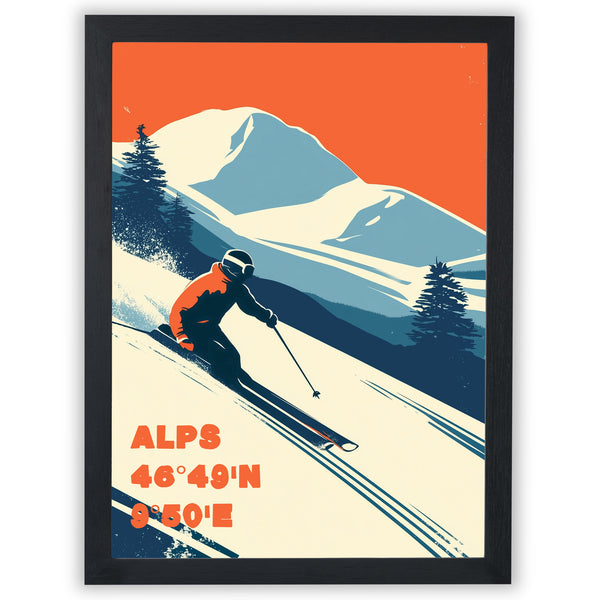 Alpine Horizons – Powder Run | Vintage Alps Ski Wall Art Print