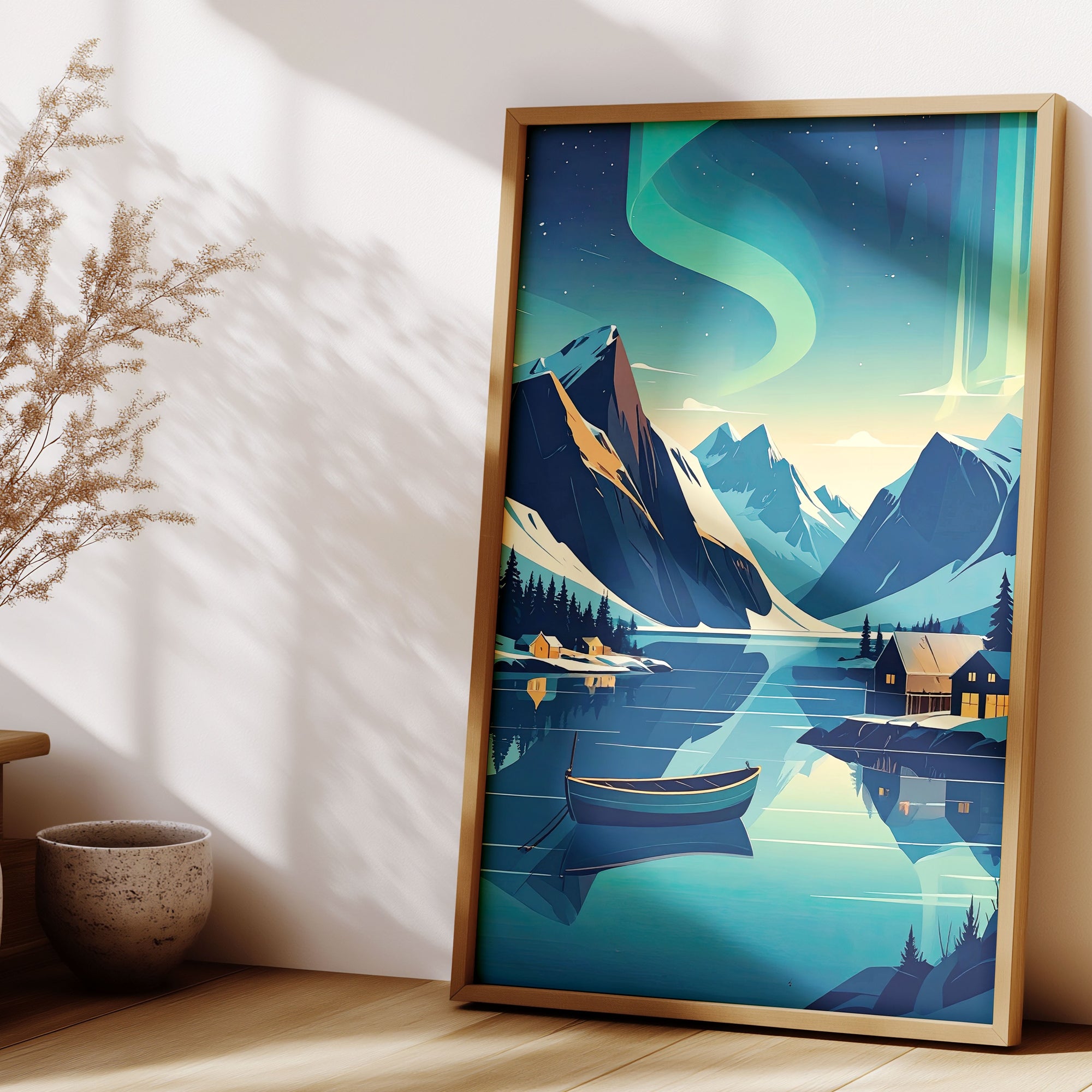 Vintage Travel Posters - Fjords Aurora