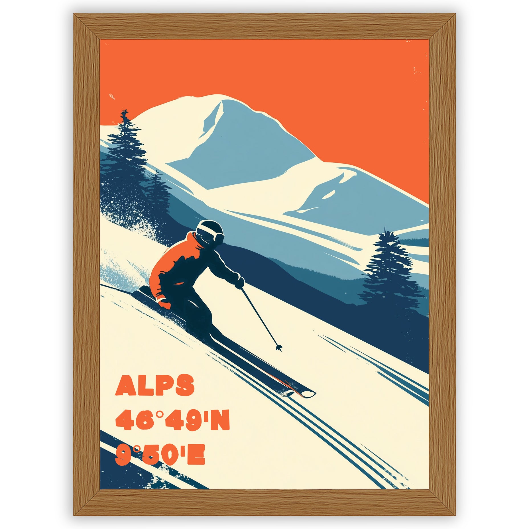 Alpine Horizons – Powder Run | Vintage Alps Ski Wall Art Print