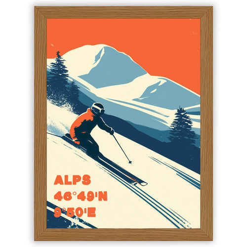 Alpine Horizons – Powder Run | Vintage Alps Ski Wall Art Print