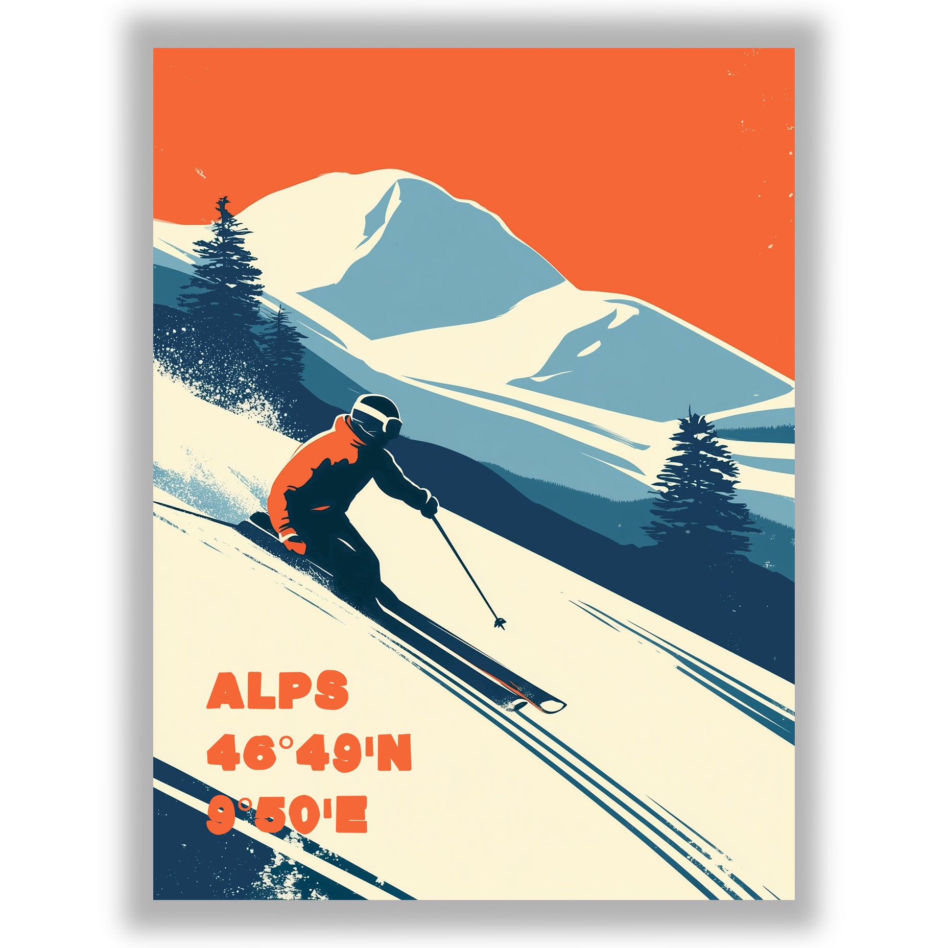 Alpine Horizons – Powder Run | Vintage Alps Ski Wall Art Print