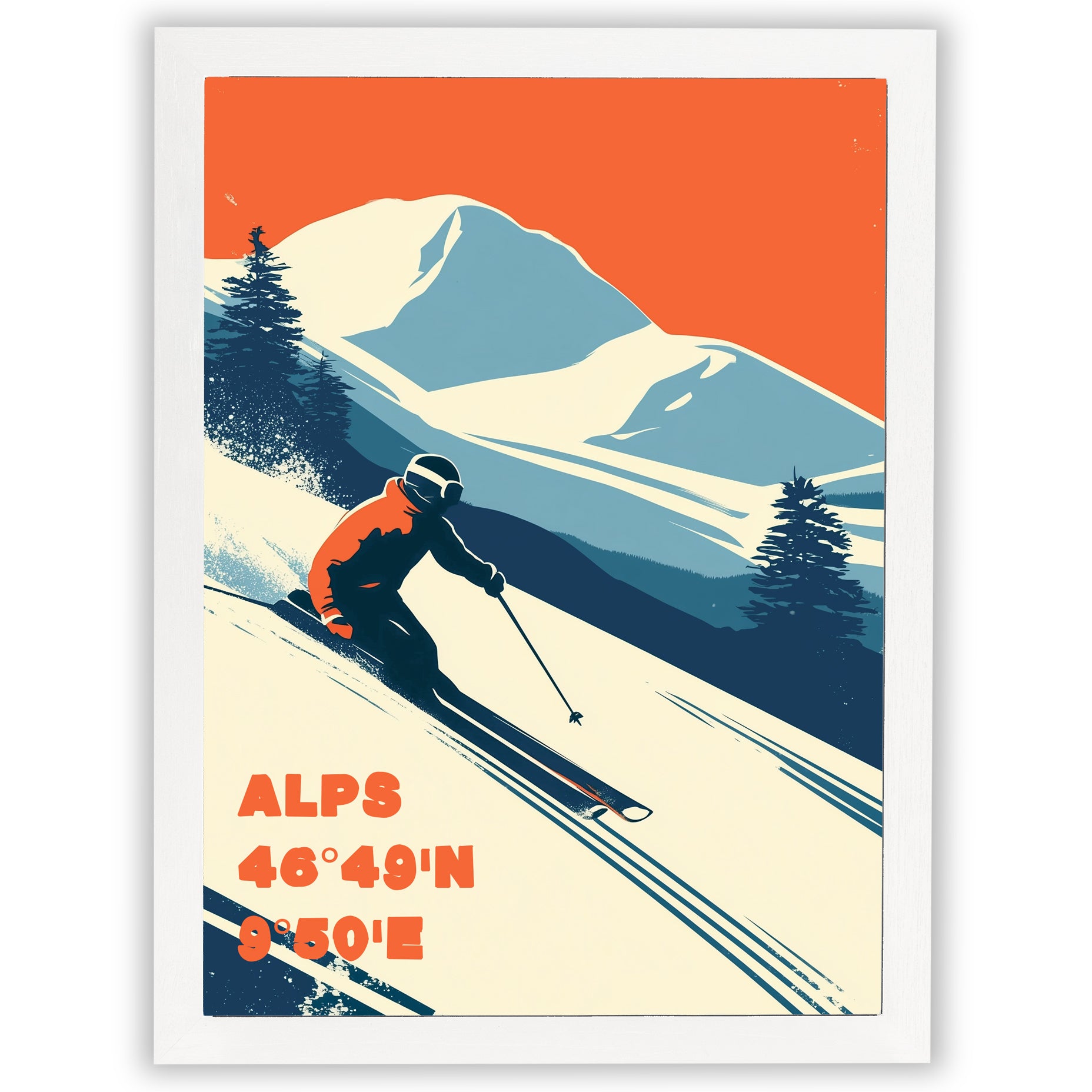 Alpine Horizons – Powder Run | Vintage Alps Ski Wall Art Print