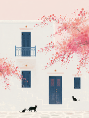 Santorini Summers – Morning Visitors | Santorini Wall Art Print