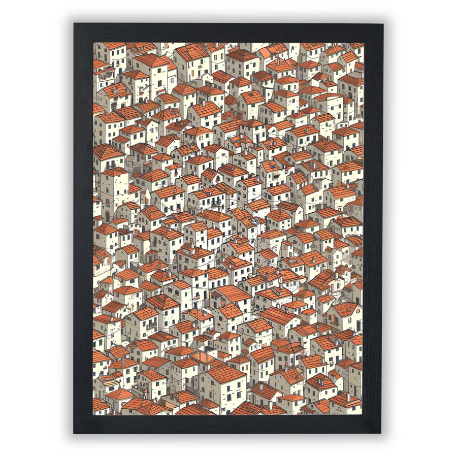 Urban Pattern – Terracotta Rooftops - Small - Unframed
