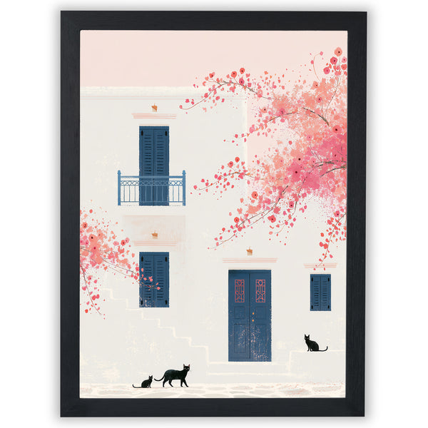 Santorini Summers – Morning Visitors | Santorini Wall Art Print
