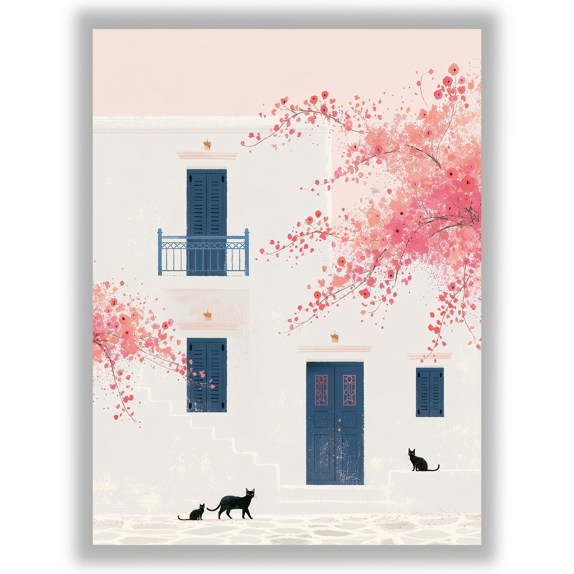 Santorini Summers – Morning Visitors | Santorini Wall Art Print