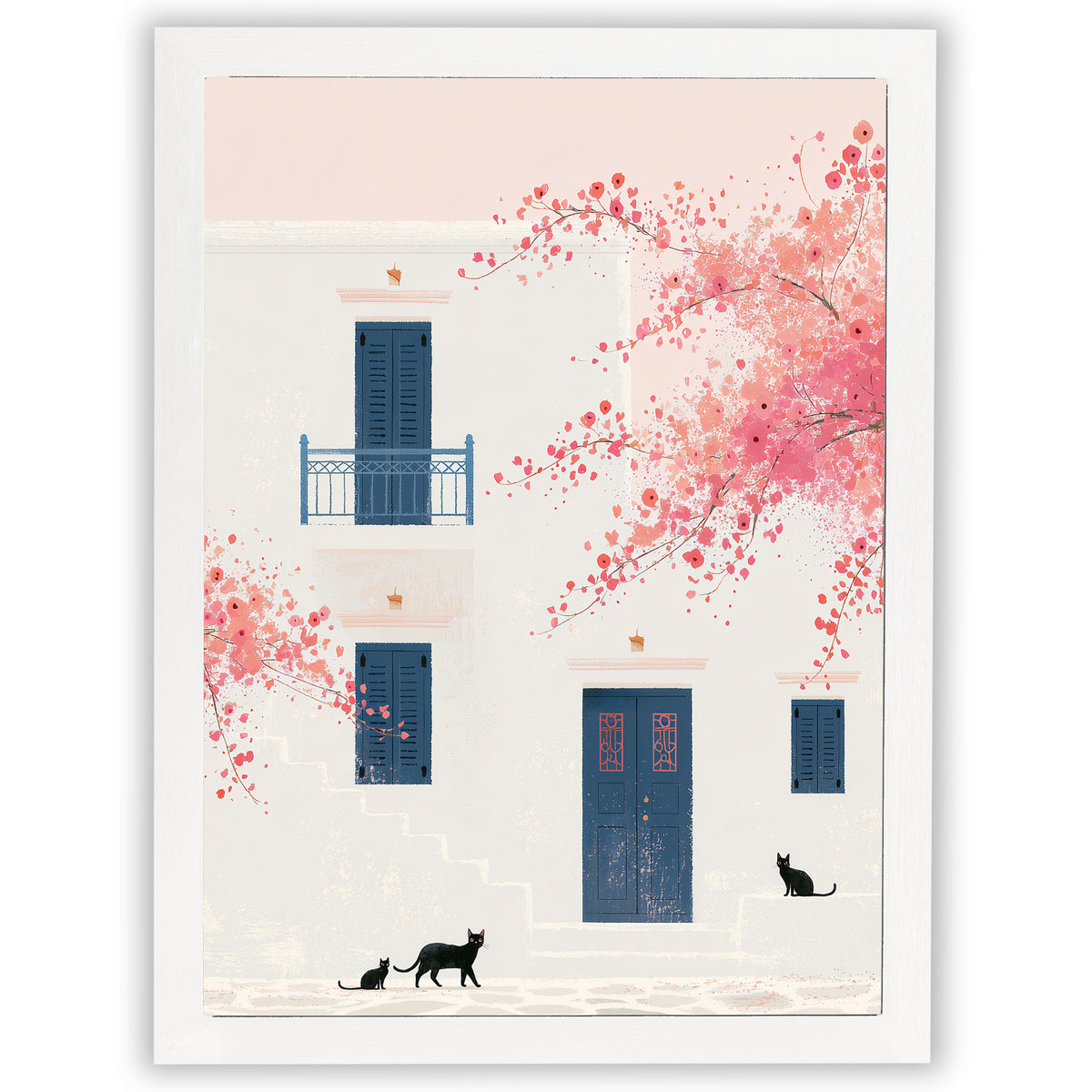 Santorini Summers – Morning Visitors | Santorini Wall Art Print