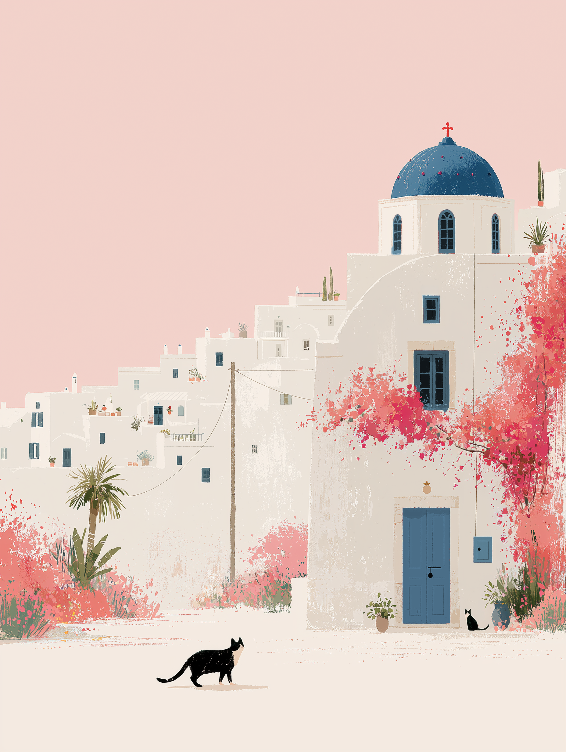 Santorini Summers – Blue Dome | Santorini Wall Art Print
