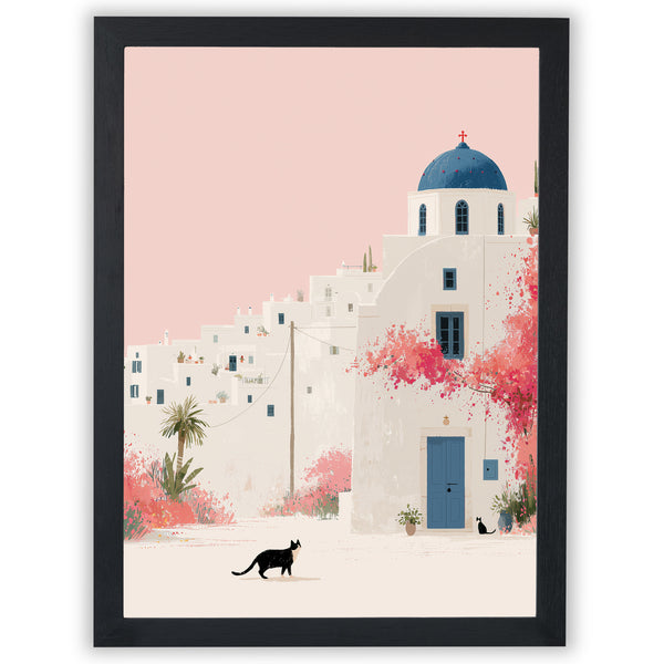 Santorini Summers – Blue Dome | Santorini Wall Art Print