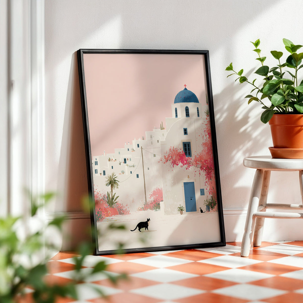 Santorini Summers – Blue Dome | Santorini Wall Art Print