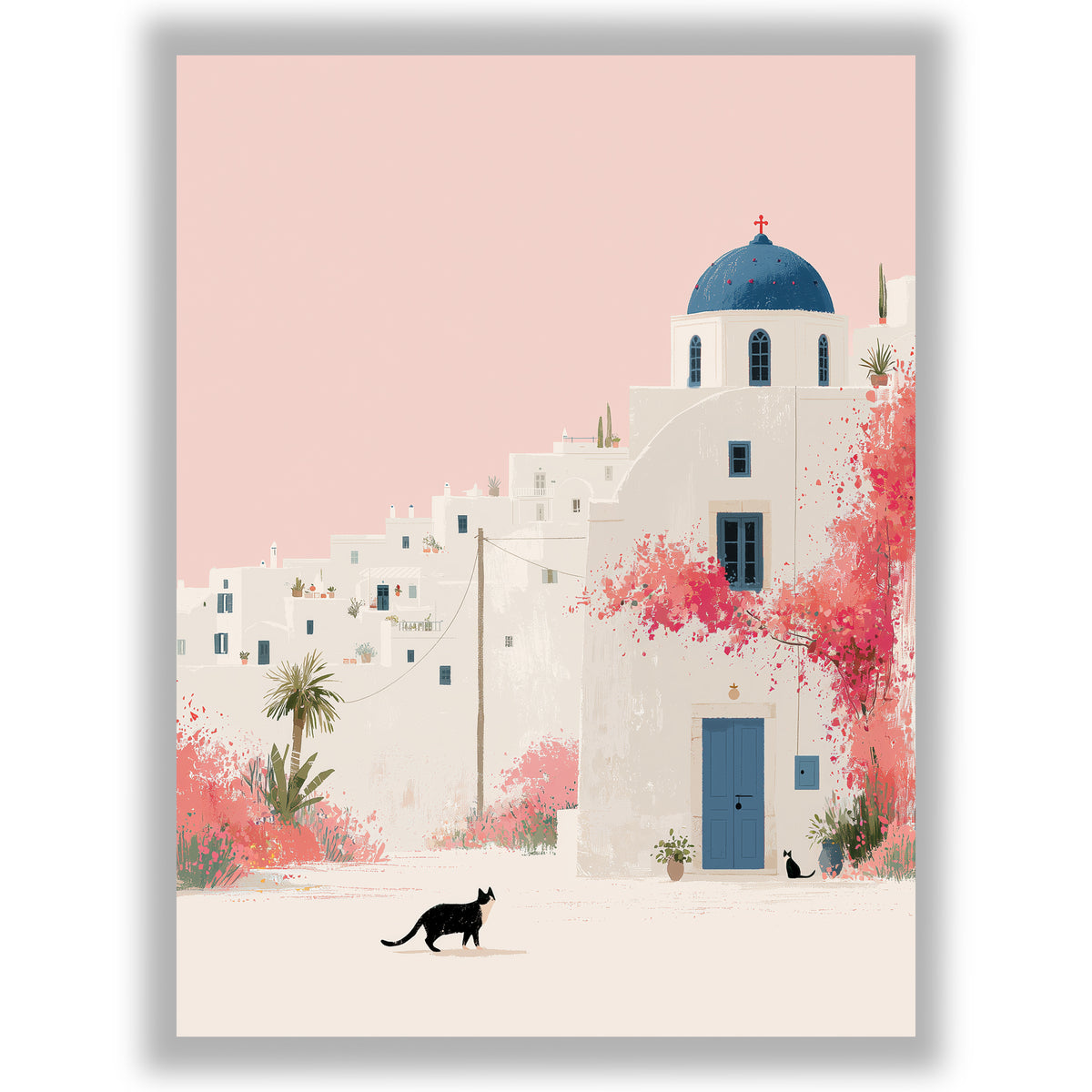 Santorini Summers – Blue Dome | Santorini Wall Art Print