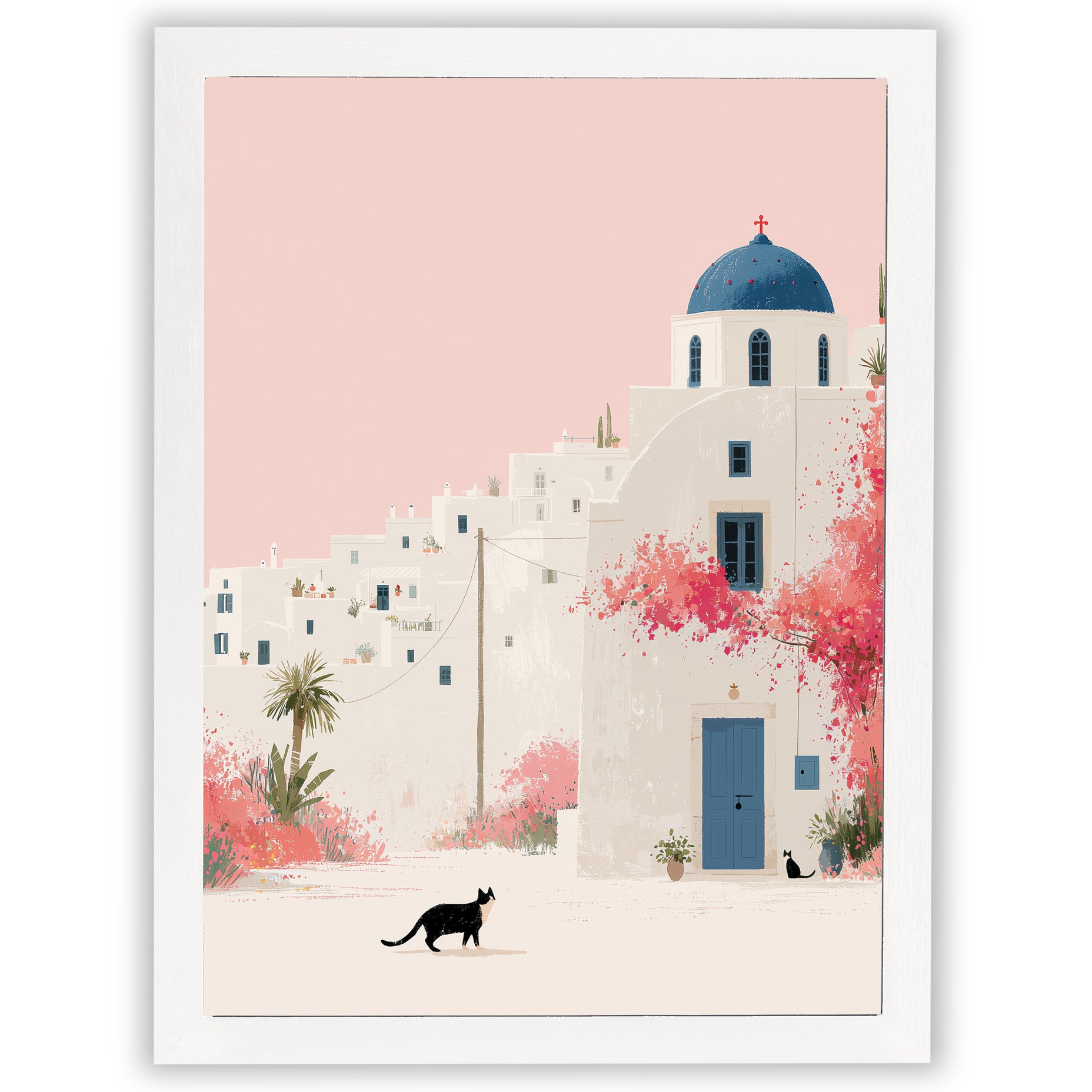 Santorini Summers – Blue Dome | Santorini Wall Art Print